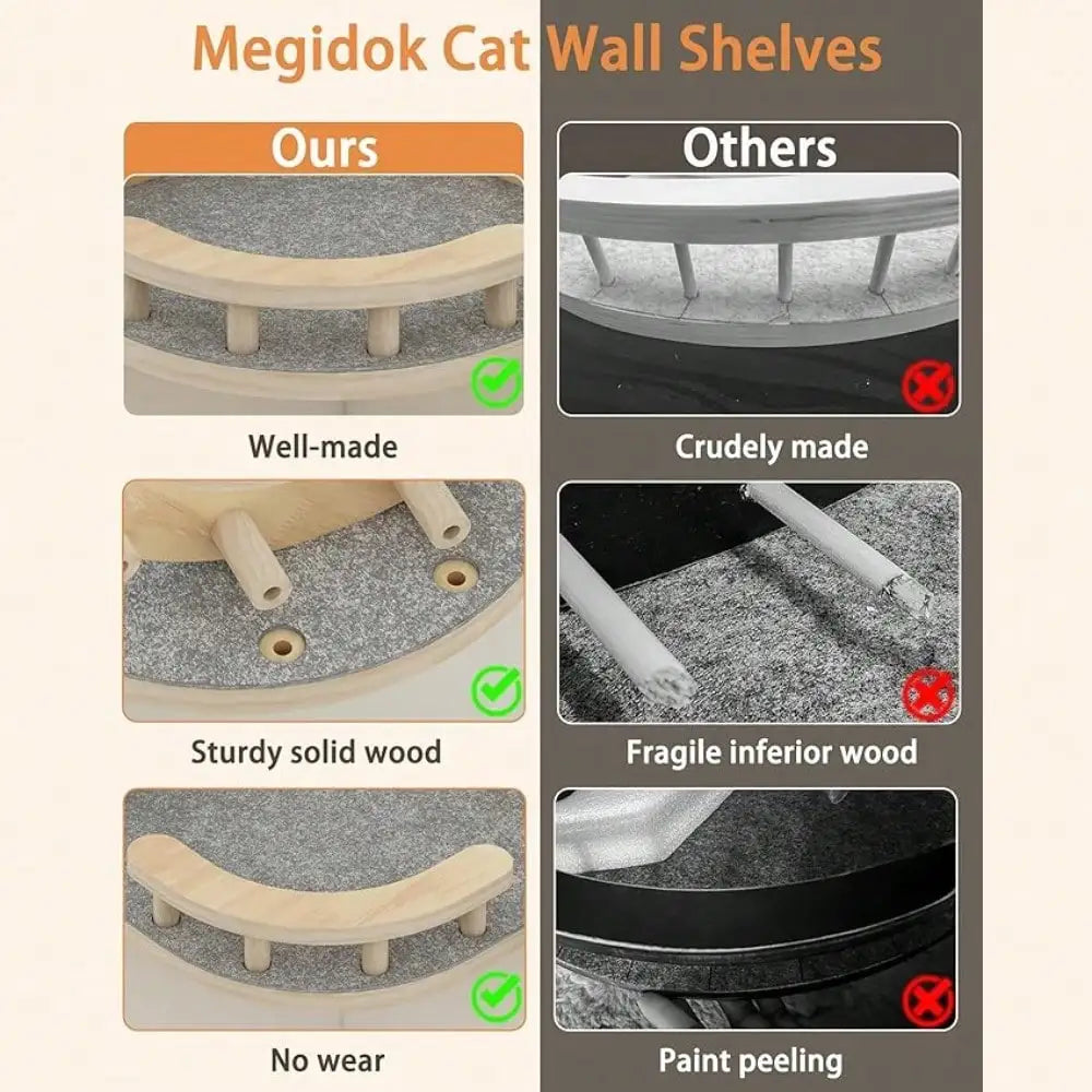 Cat Wall Mount Climbing Shelf Perches With 3 Wide Steps
