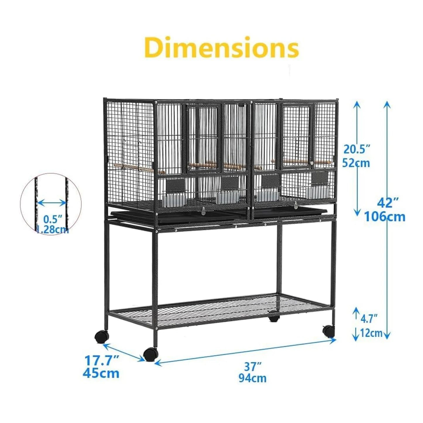 HiMISSCN Bird Flight Cage With Wheels And Perches