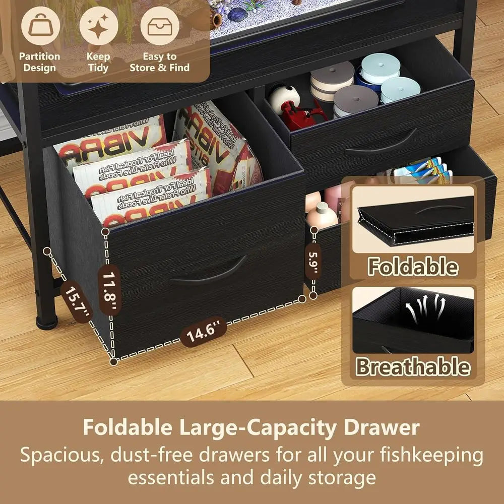 Heavy Duty Metal Aquarium Stand With Power Outlet For Reptile Terrarium