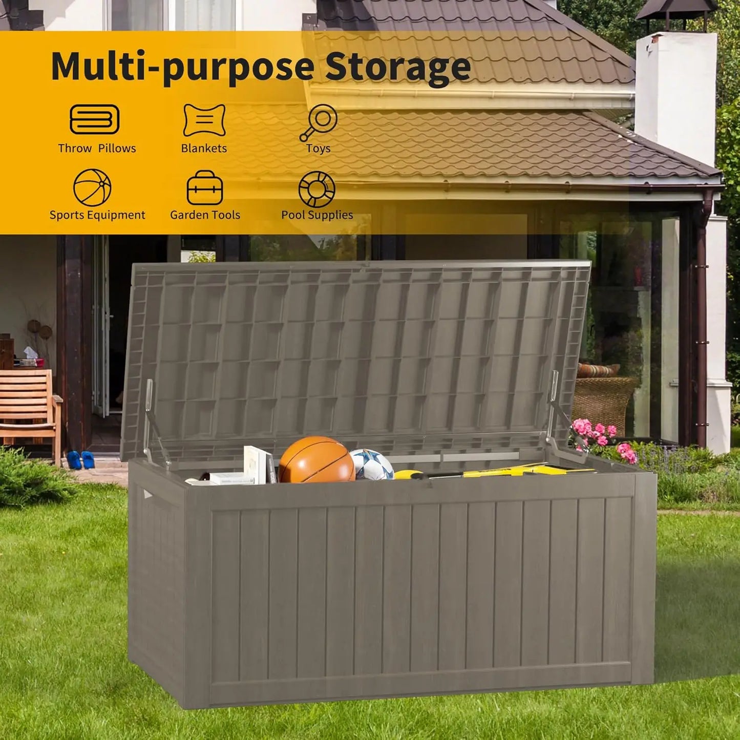 Lockable Resin Deck Box For Outdoor Cushions And Tools