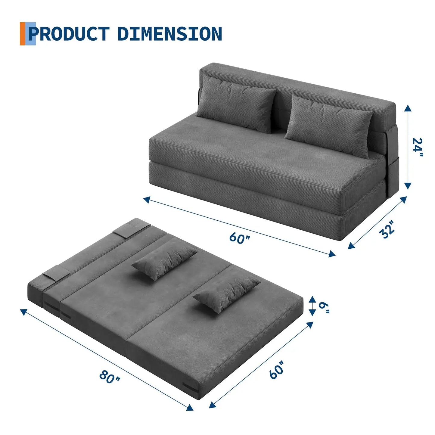 HobbyLane 4-in-1 Folding Sofa Bed Convertible Sleeper