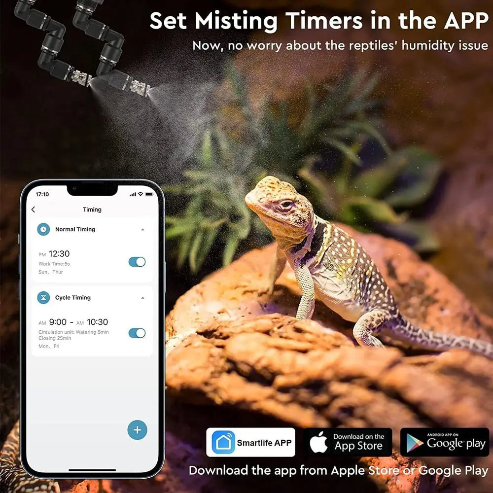Reptile Mister for Terrariums with WiFi Control and Adjustable Nozzles
