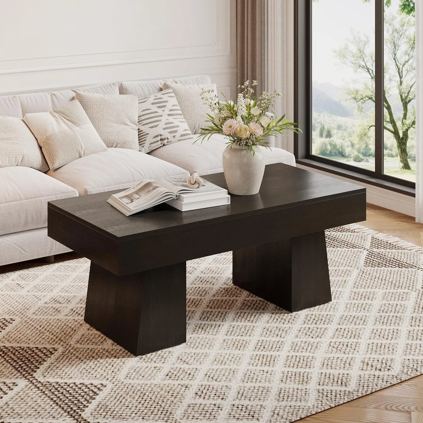 Tribesigns Vintage Coffee Table Modern Wood Centerpiece