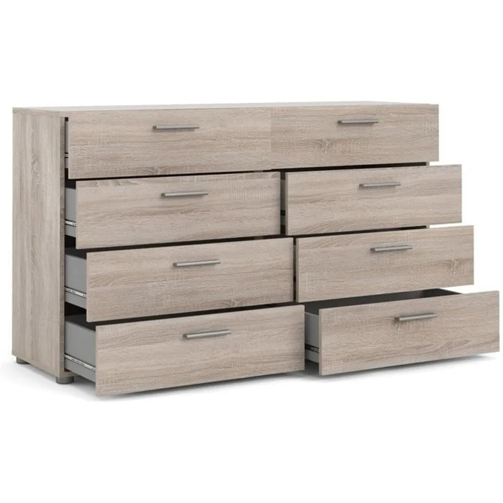 MKDK Three Piece Bedroom Set With 8 Drawer Dresser And Two Nightstands