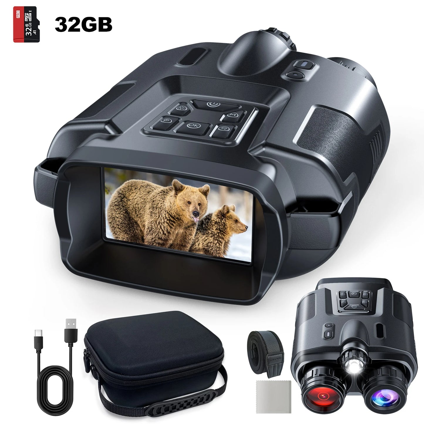 USB Rechargeable 4K Night Vision Binoculars With 8X Digital Zoom Infrared