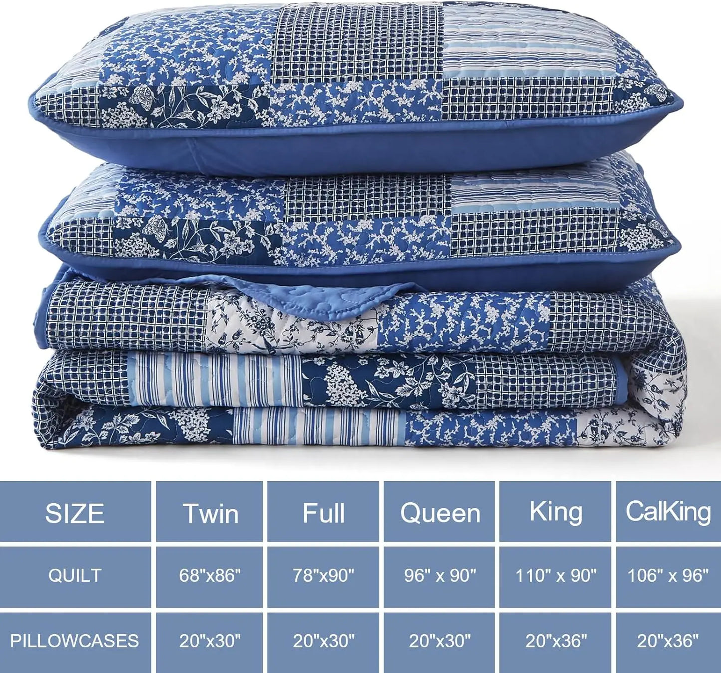 Floral Reversible Quilt Set 3 Piece Microfiber Bedspread