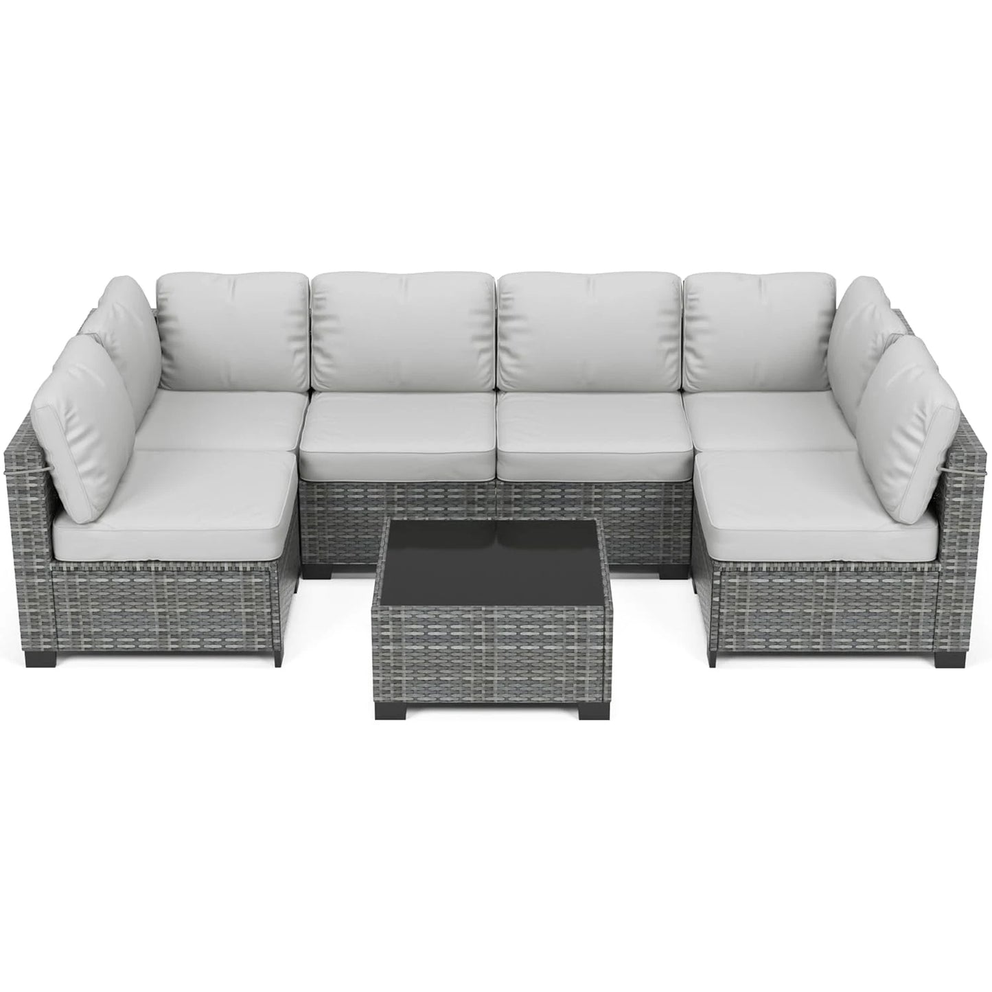 HobbyLane Modular Outdoor Furniture Set PE Rattan Wicker Sectional Sofa