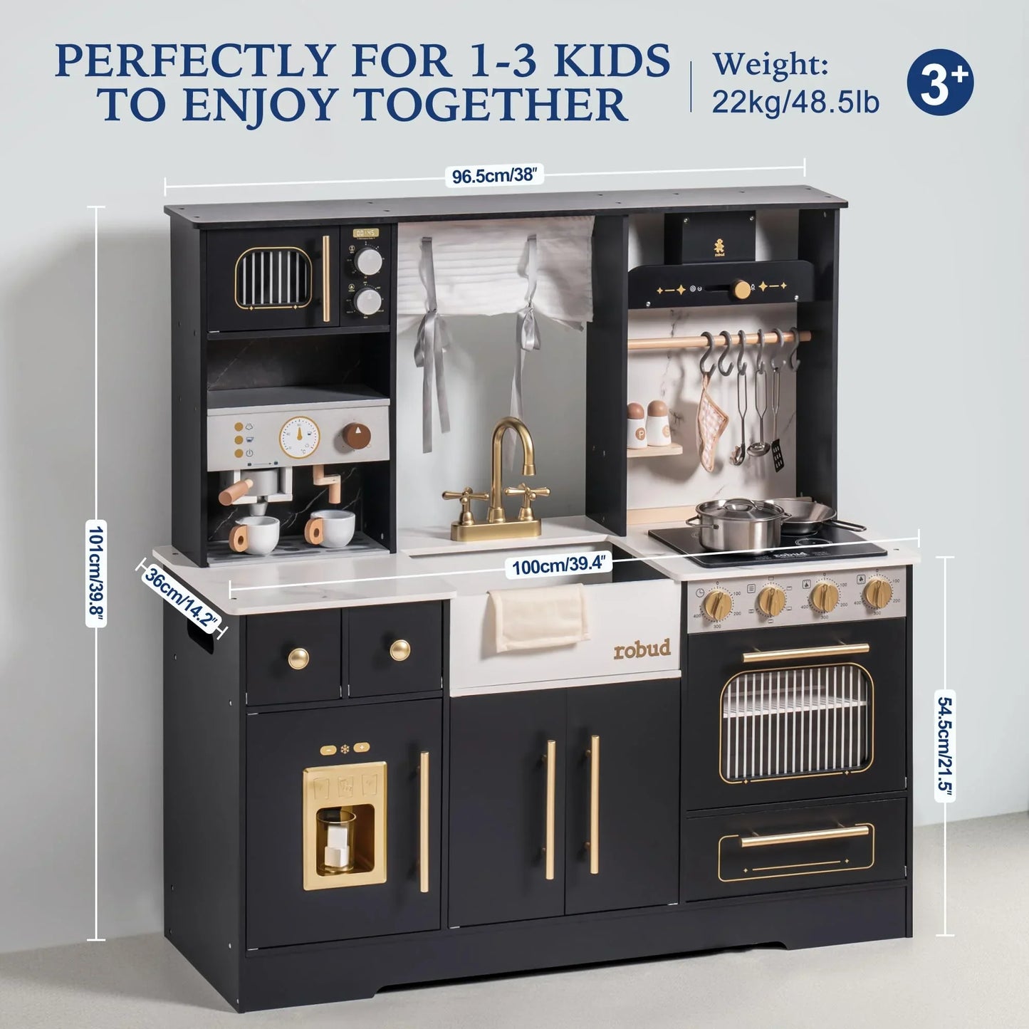 Robotime Robud Wooden Play Kitchen With Wash Basin Accessories