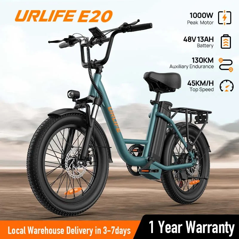 URLIFE 1000W E20 Electric Bike Removable 48V 13Ah Battery