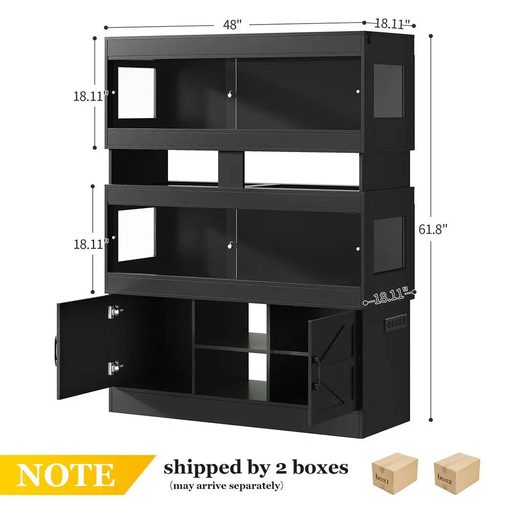 Dual Reptile Tank With Stand And Cabinet Sliding Doors