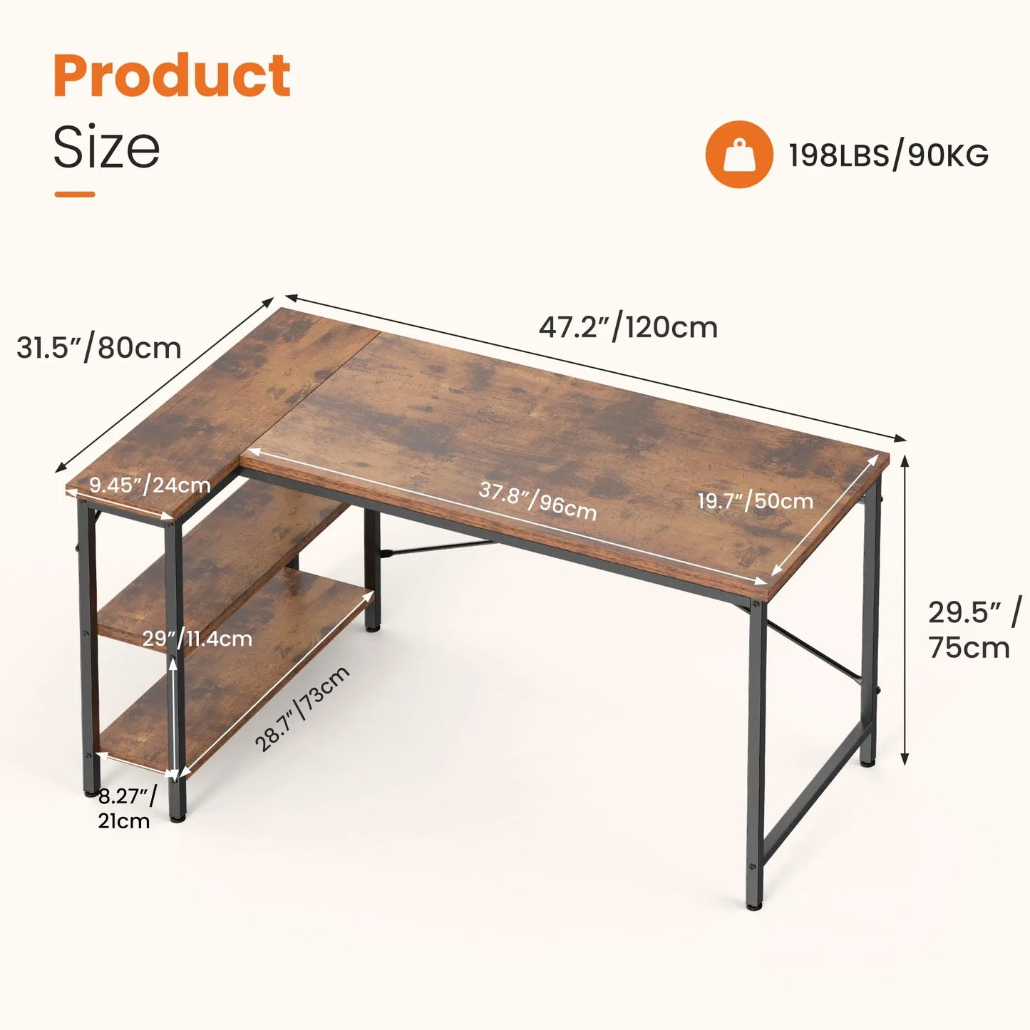 JHK L Shaped Desk Computer Desk With Storage Shelves