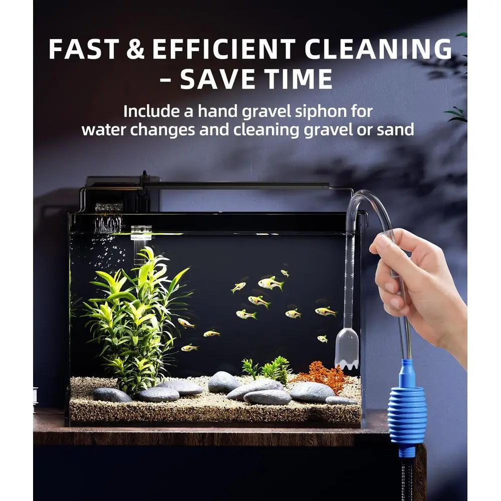 Rimless Betta Aquarium Kit With Self-Cleaning Filter Heater LED Light