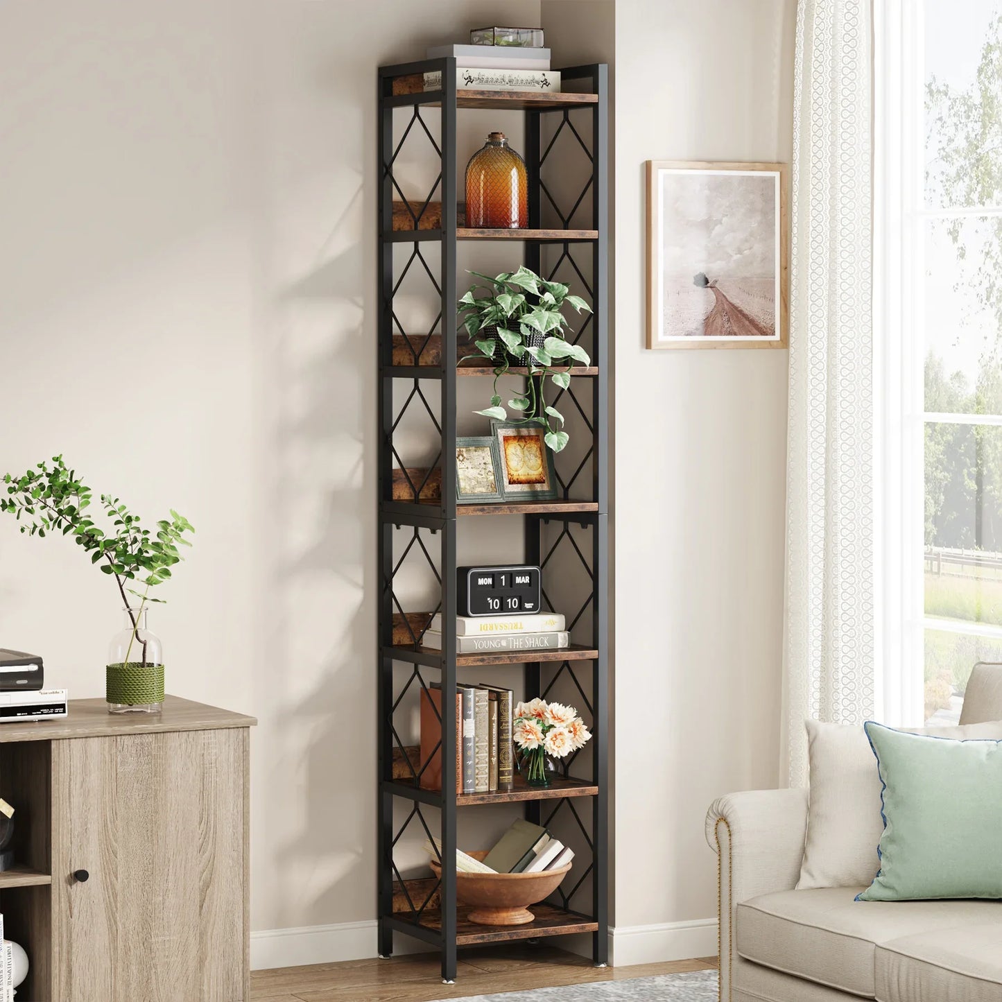 Tribesigns 7 Tier Bookshelf Freestanding Display Shelves