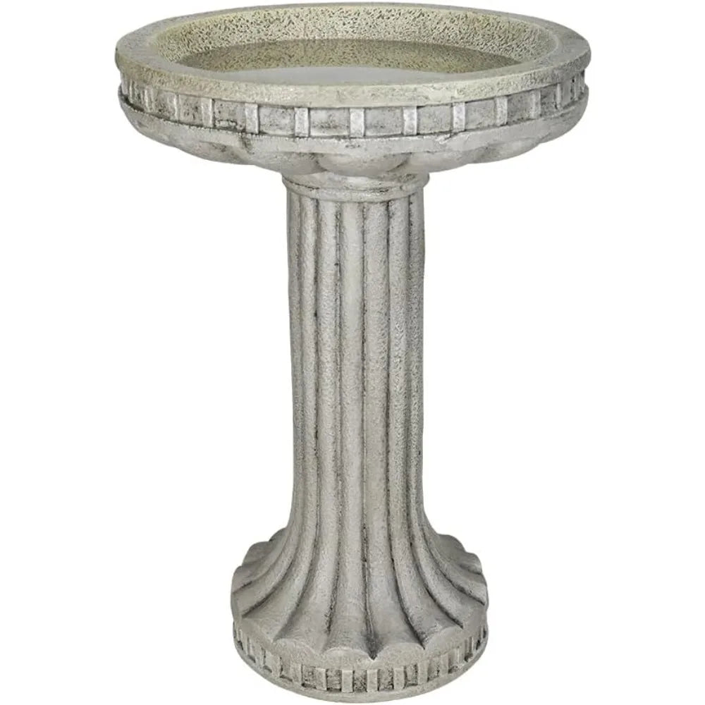Outdoor Fibre Reinforced Concrete Bird Bath With Modern Pedestal