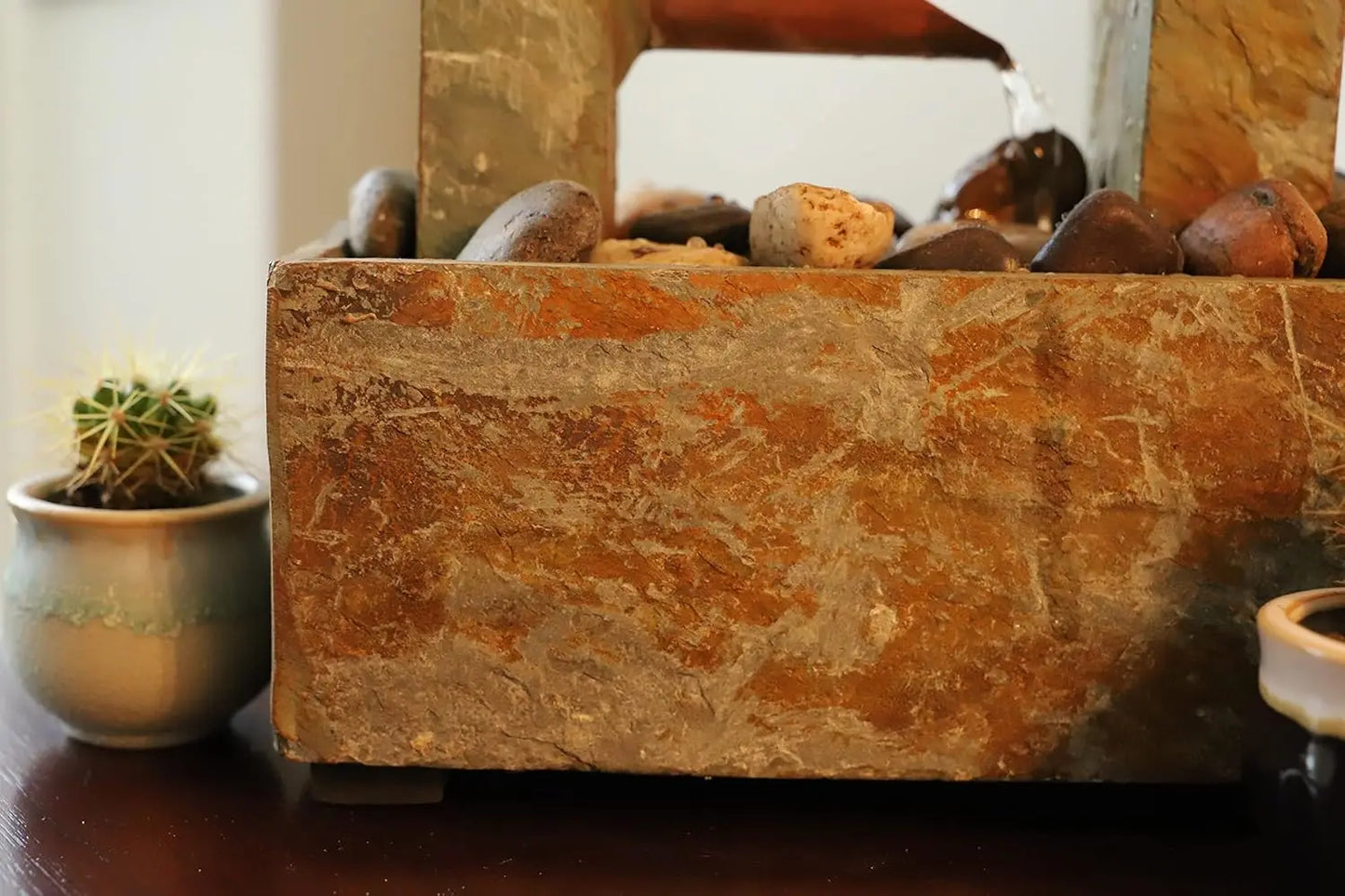 Slate Copper Indoor Table Waterfall Fountain For Relaxing Home Decor