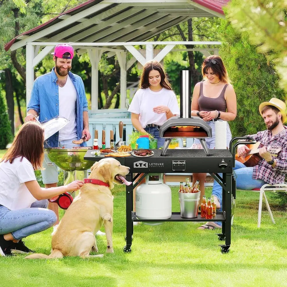 Portable Grill Cart and Griddle Stand for Outdoor Cooking