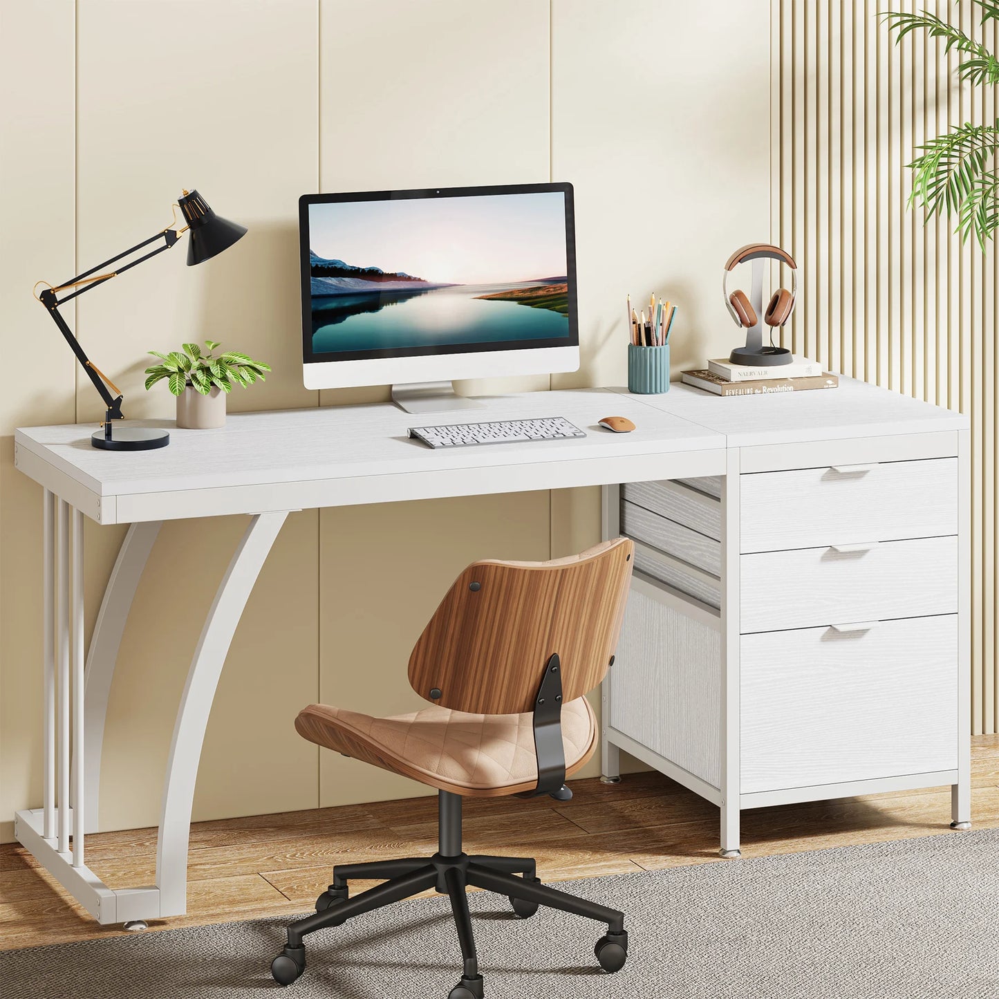 Tribesigns PC Desk With 3 Drawers and Reversible Drawers