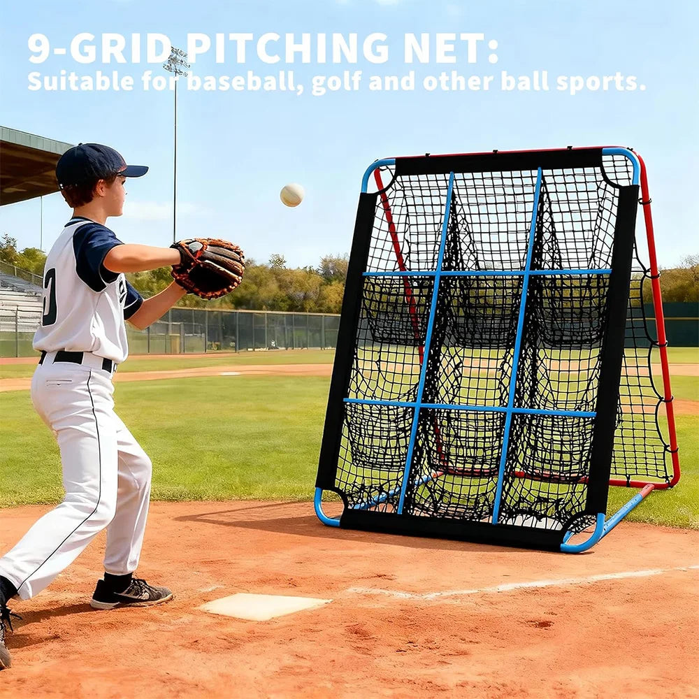 HiMISS Baseball Softball Rebounder Net 9 Hole Strike Zone