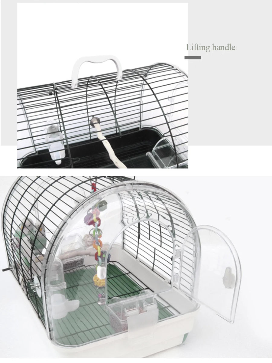 TWISTER Metal Plastic Transparent Bird Cage Panoramic Portable Outdoor