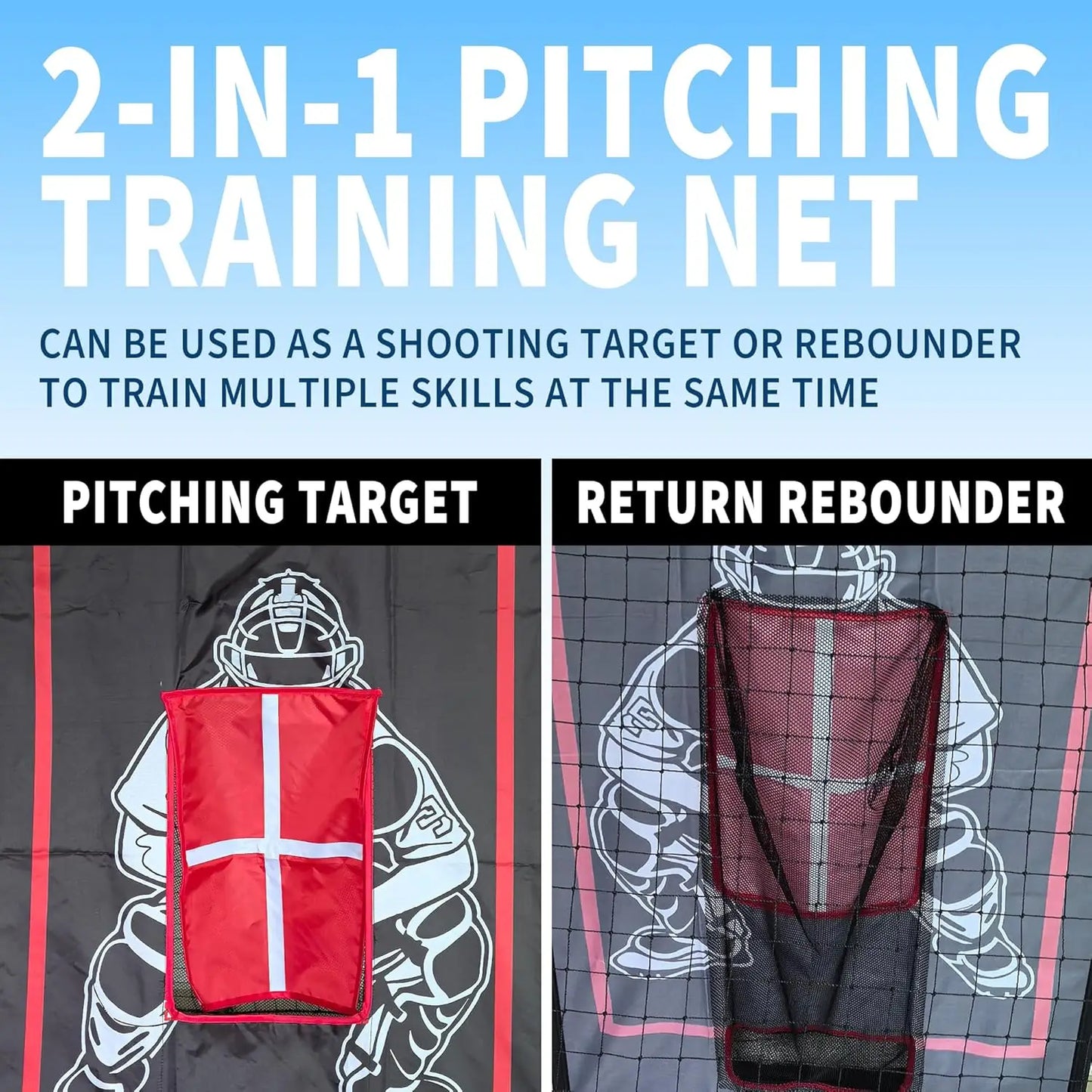 HiMISS Baseball Pitching And Rebounder Net 2 In 1 Training