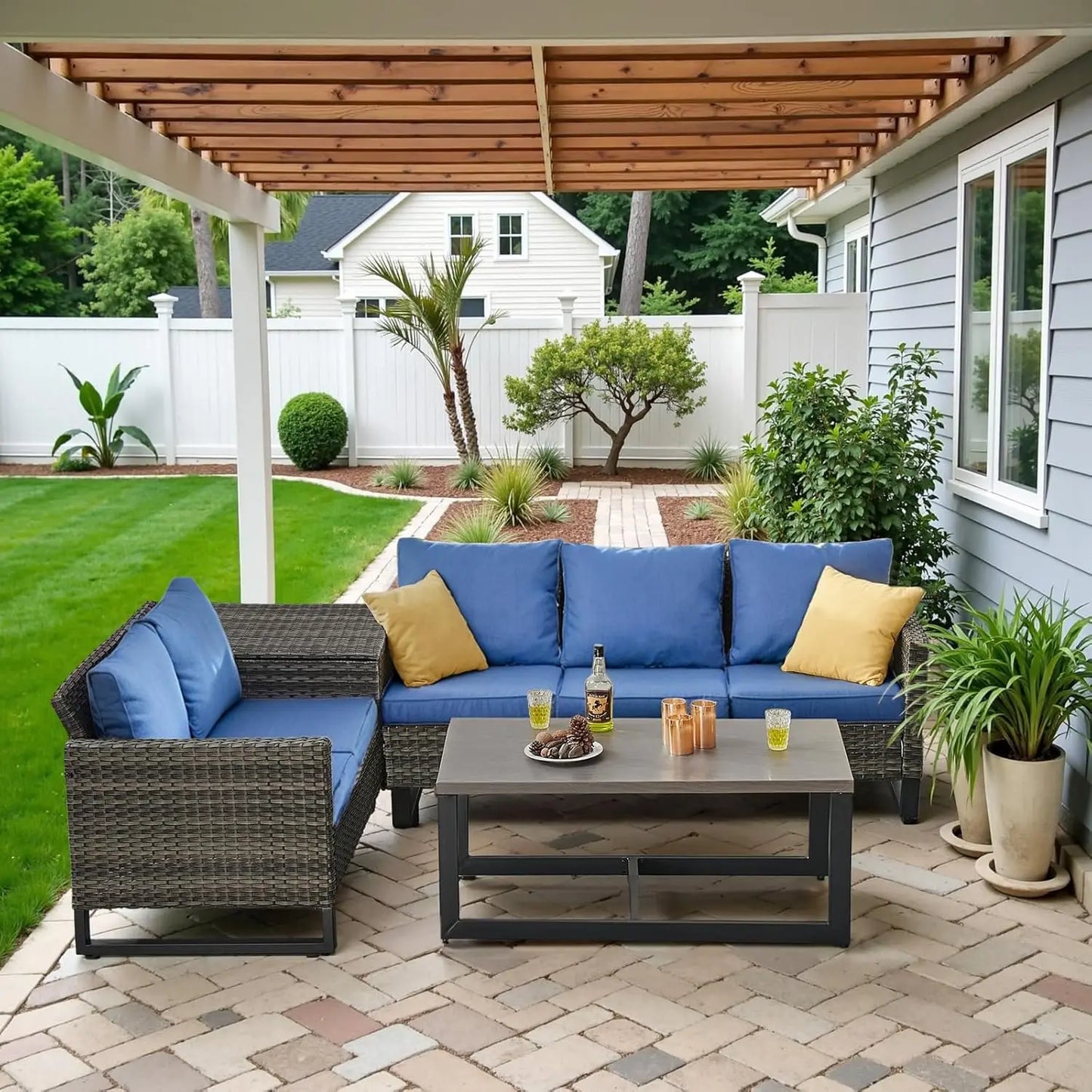 GUOHE Outdoor Patio Conversation Set Storage Box And Coffee Table