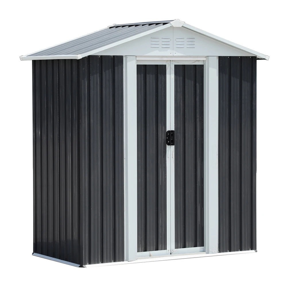 Outdoor Waterproof Garden Tool Shed With Apex Roof Sliding Doors