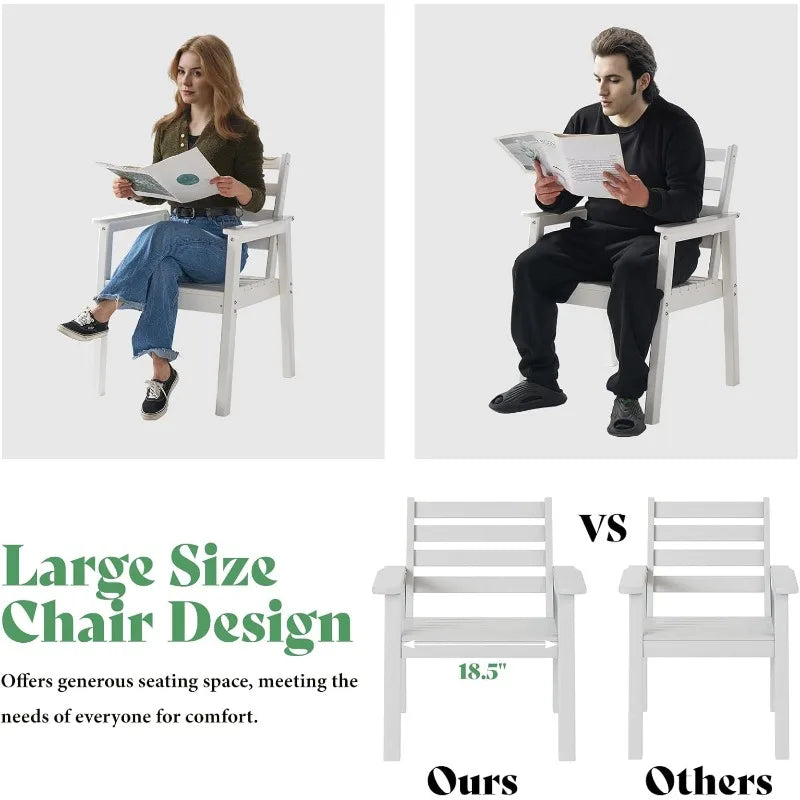 HDPE Outdoor Dining Table Set With 6 Chairs Umbrella Hole