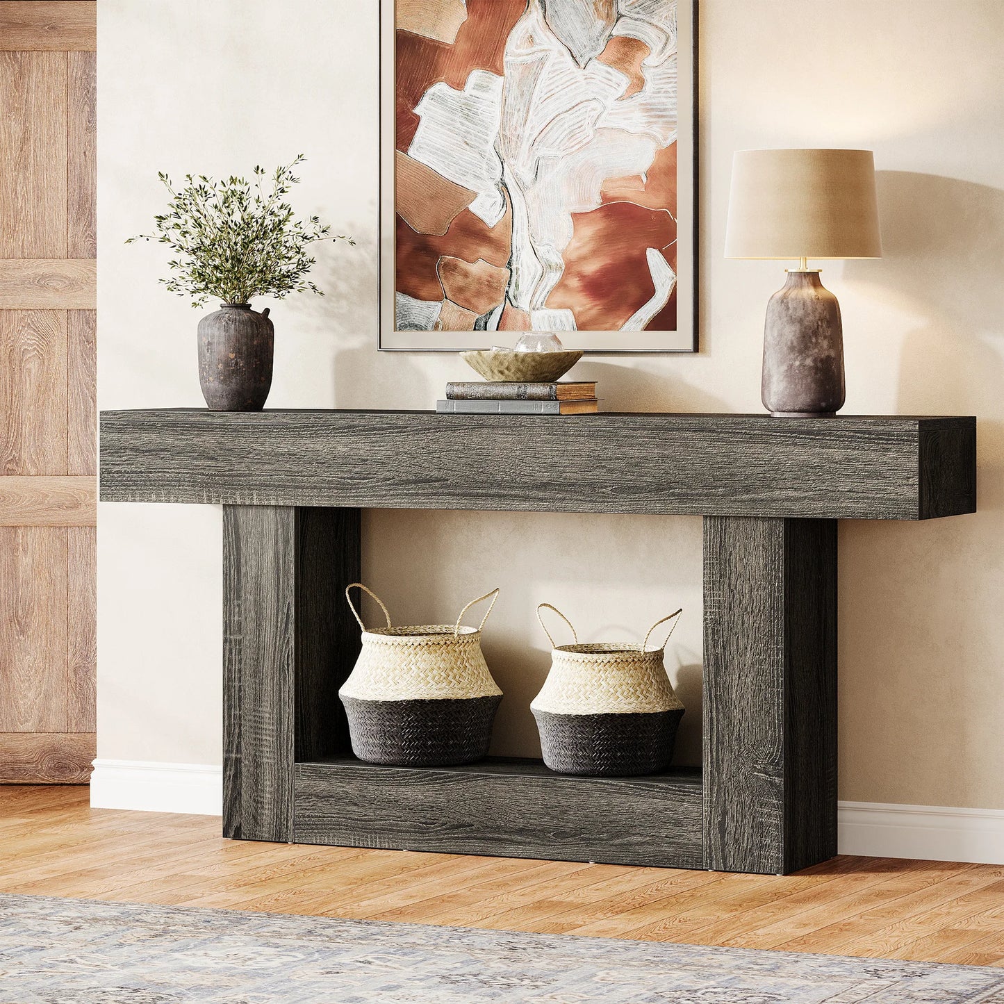 Tribesigns Farmhouse Console Table With U Shaped Base