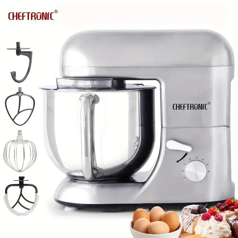 Cheftronic 6-Speed Tilt-Head Stand Mixer Stainless Steel Bowl