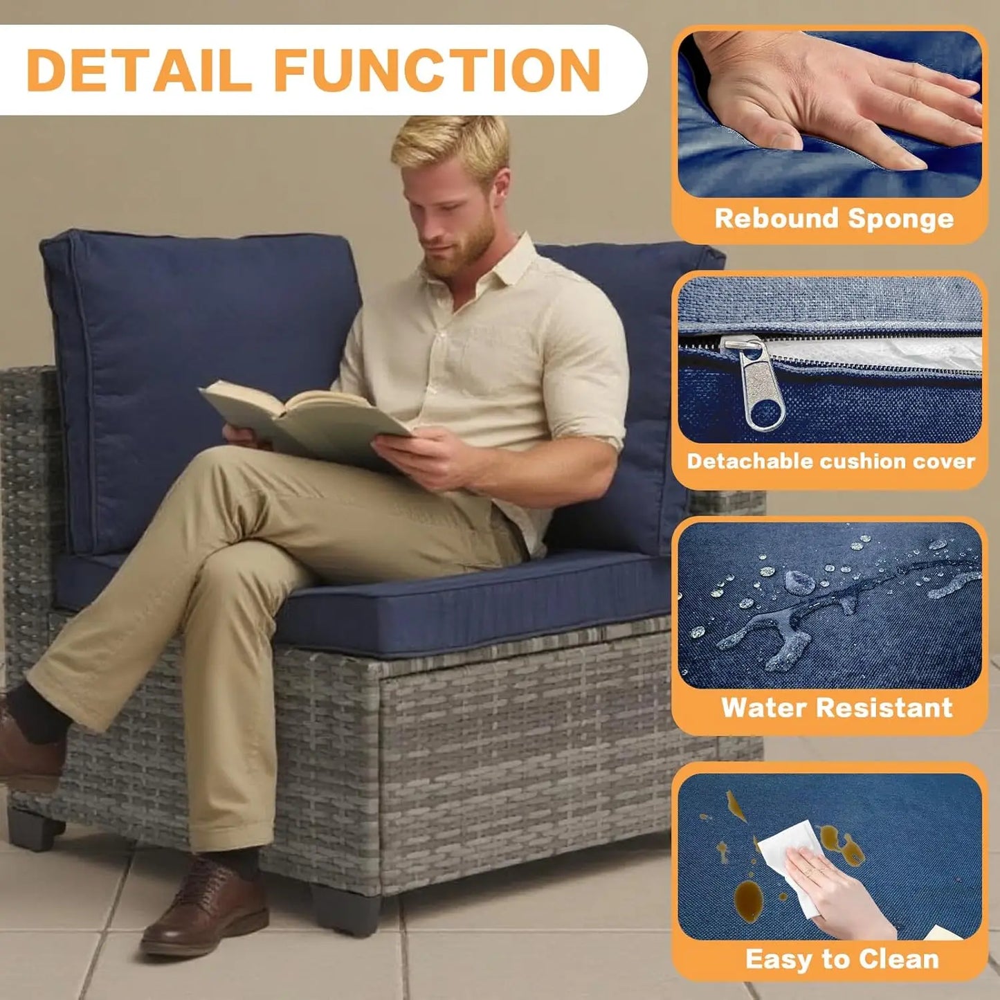 7-Piece Outdoor Patio Furniture Set All-Weather Wicker