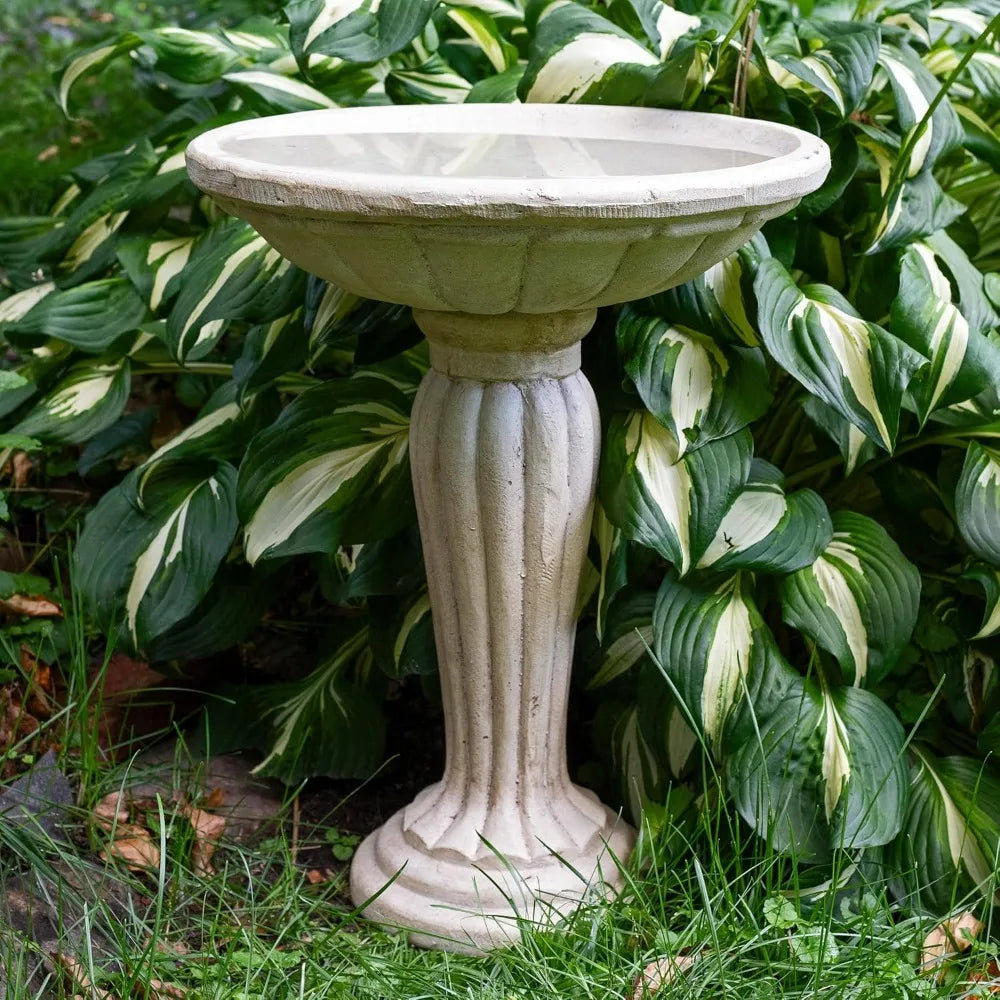 Grecian Column Pedestal Concrete Bird Bath for Outdoors