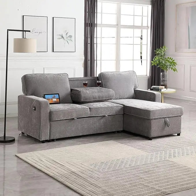 GUOHE Luxury Chenille 2 In 1 Sleeper Sofa With Storage