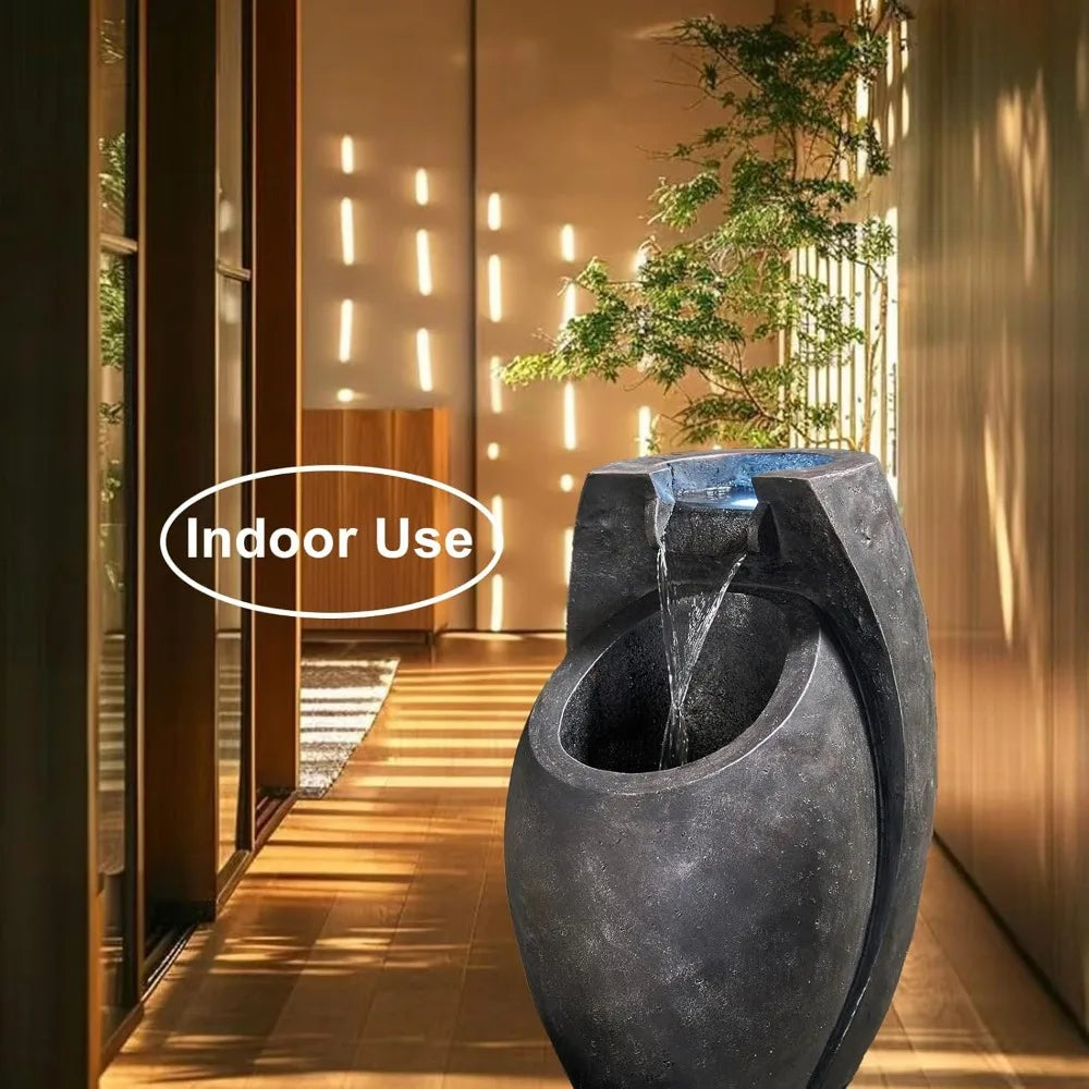 NHCozy Home Modern Two Tier Floor Fountain Indoor Outdoor