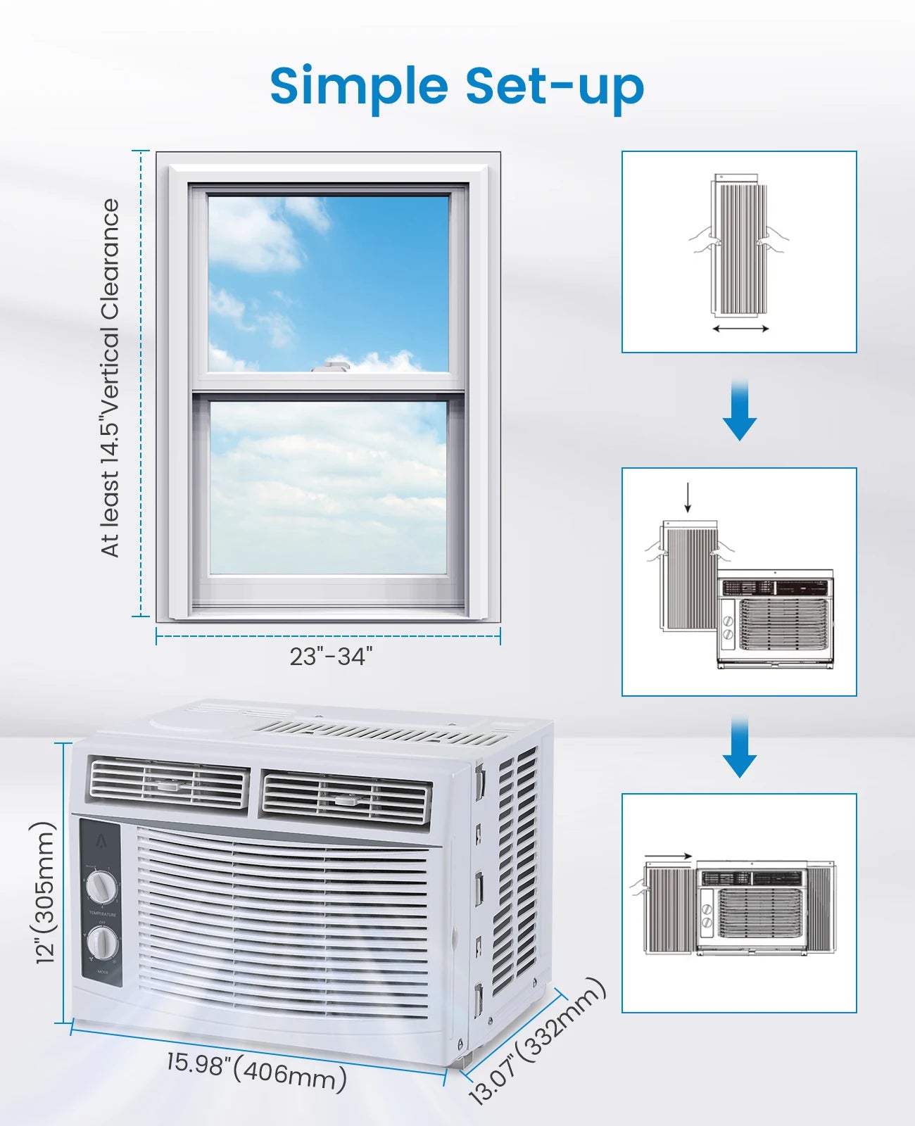 Acekool Window Air Conditioner With Quiet 7 Speed Operation
