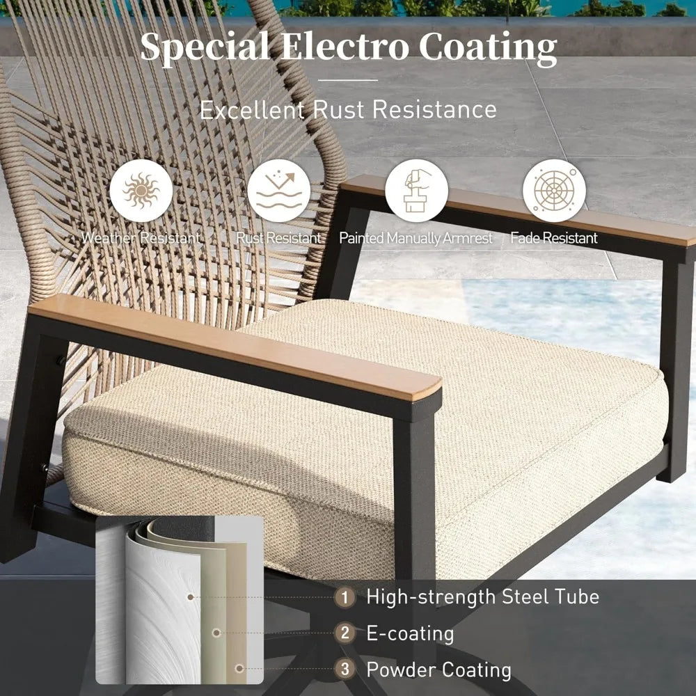 7-Piece Patio Dining Set With Woven Rattan Chairs And Cushions