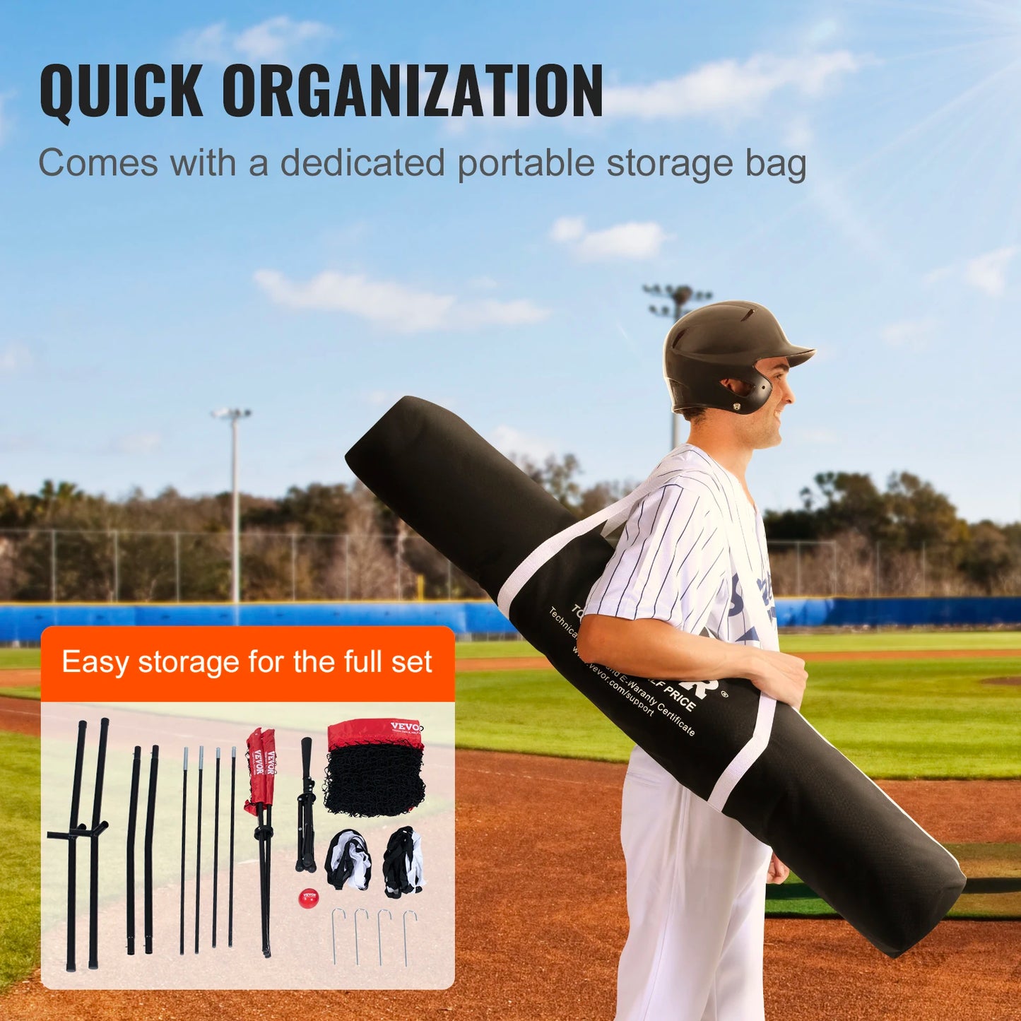 Portable Baseball Softball Practice Net With Carry Bag And Ball Collector