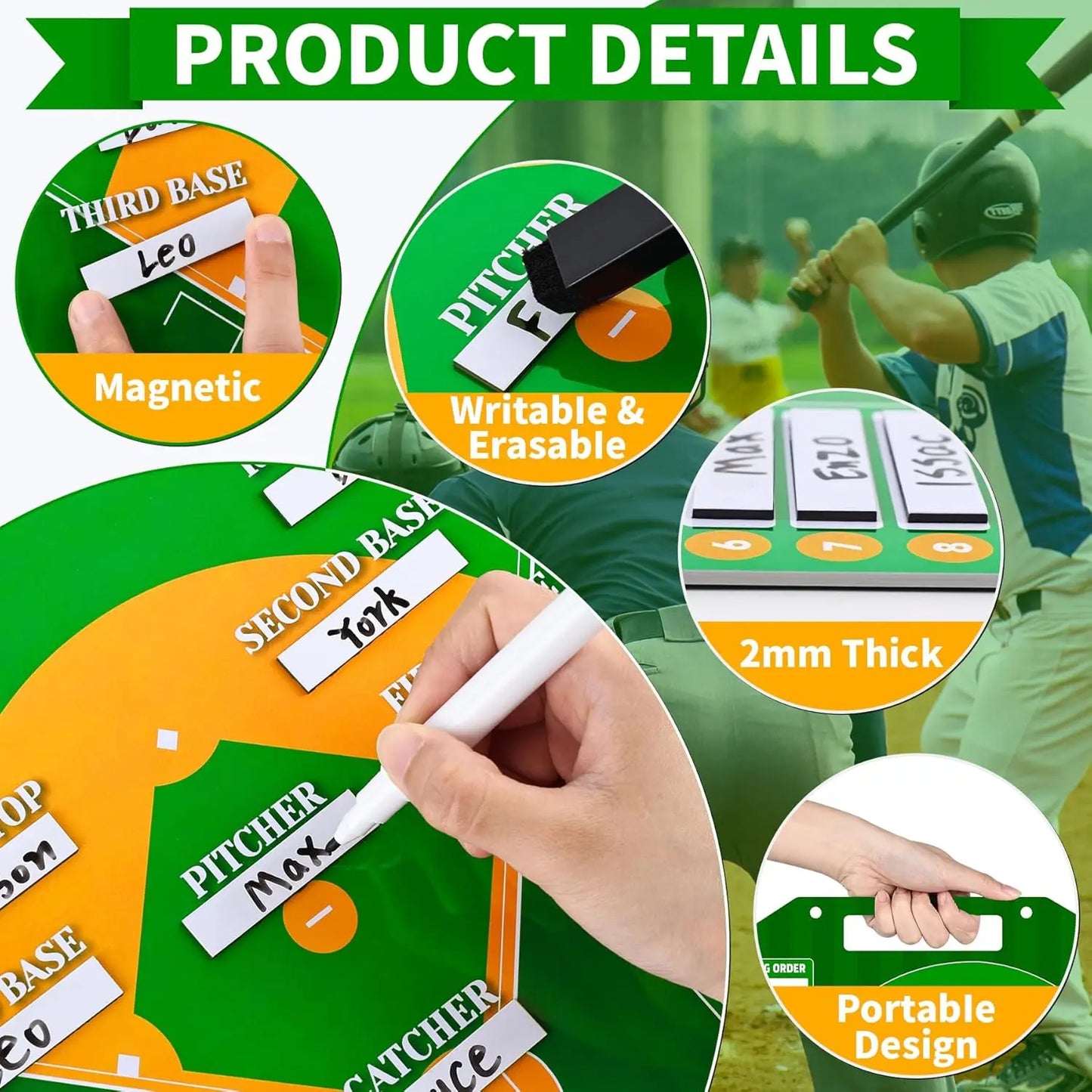 Magnetic Baseball Lineup Board For Dugout Coaches Pro