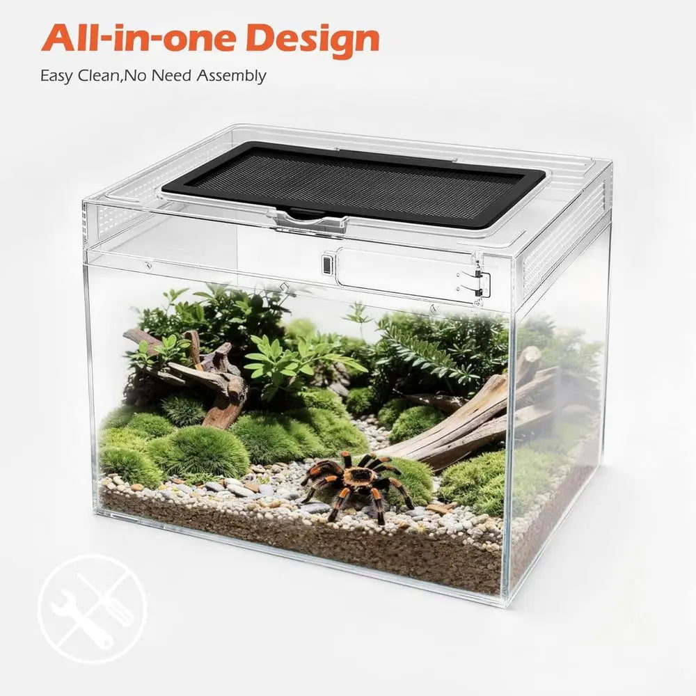 Terrarium Starter Kit For Reptiles With Mesh Top And Lockable Doors