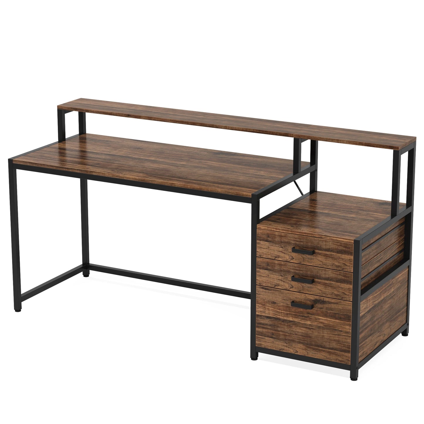 Tribesigns Computer Desk With Three Drawer Reversible Design For Study