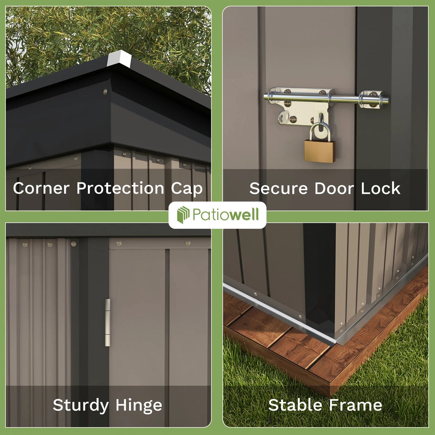 Victone Patiowell Outdoor Metal Shed With Sloped Roof Lockable Door