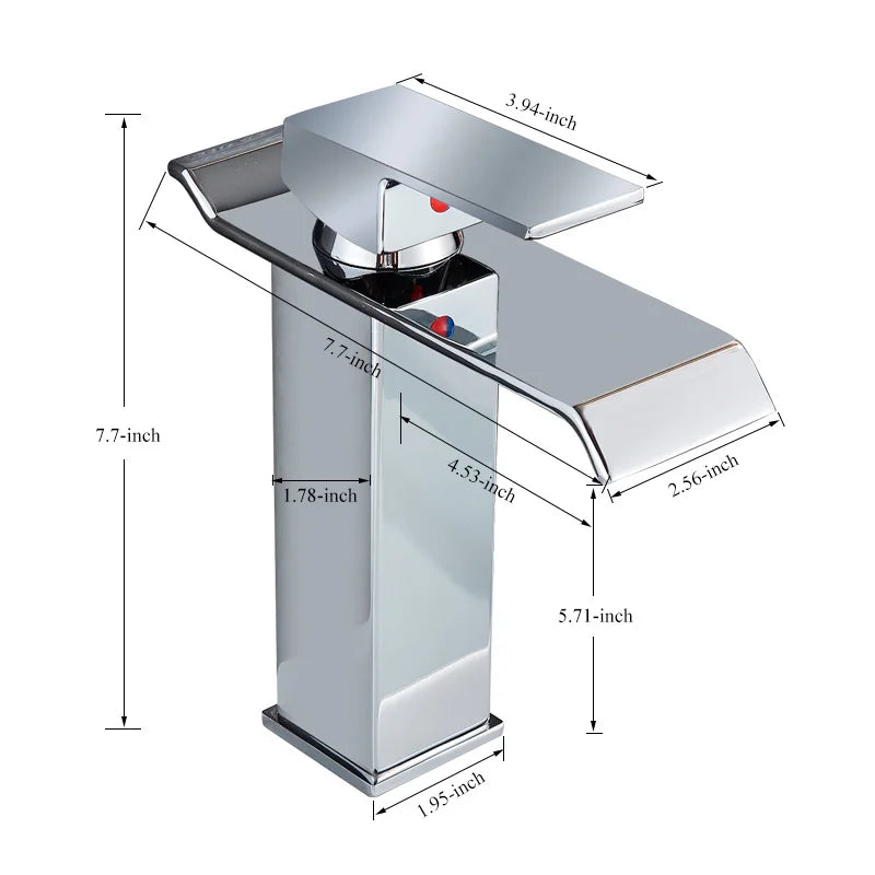 Rozin Deck Mounted Waterfall Bathroom Basin Faucet, Hot and Cold