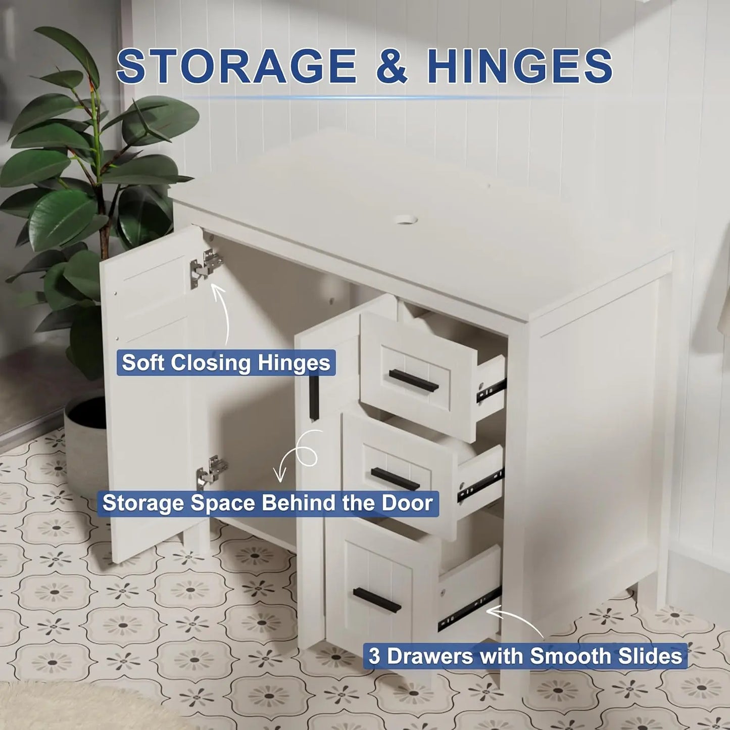 Modern Freestanding Bathroom Vanity Sink Cabinet With Vessel Top