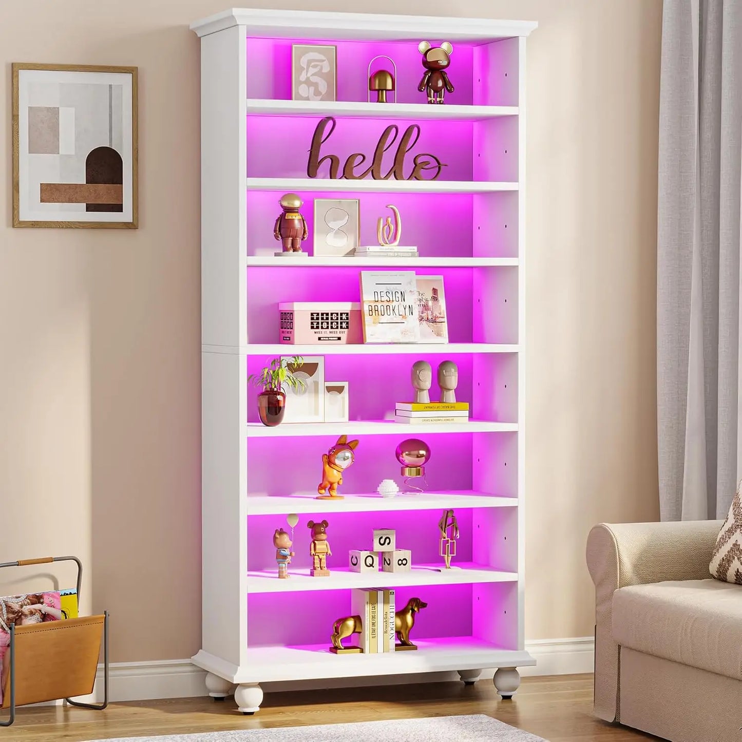 Little Tree LED Bookcase With Freestanding Solid Wood Legs