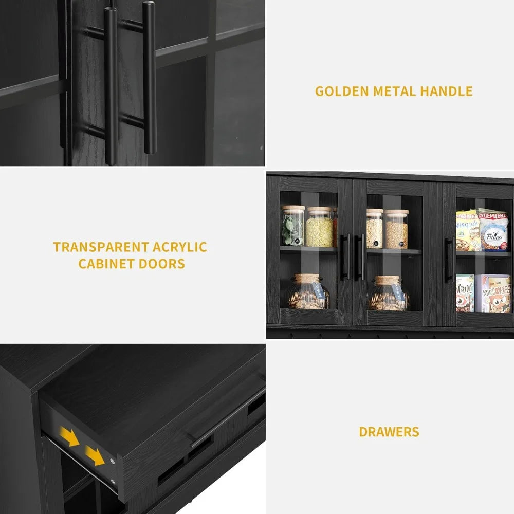 Kitchen Pantry Storage Cabinet With Microwave Stand And Power Outlet