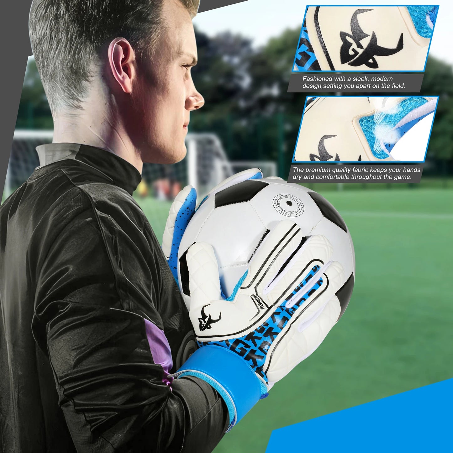 GKHMNEW Soccer Goalkeeper Gloves For Kids And Adults With Grips