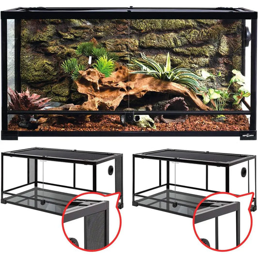 Double Hinged Reptile Terrarium With Mesh Glass Sides And Ventilation