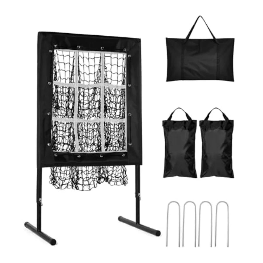 Baseball Pitching Net 9 Hole Strike Zone Adjustable Height Portable