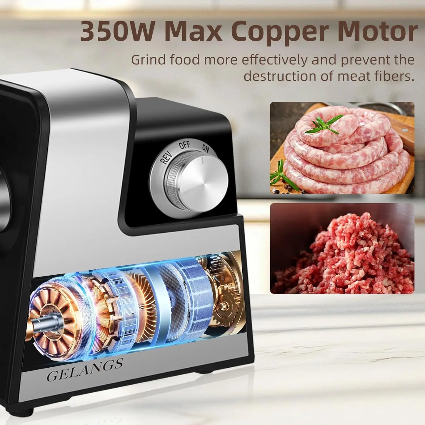 Electric Meat Grinder 350W With Sausage Stuffer Kubbe Kit