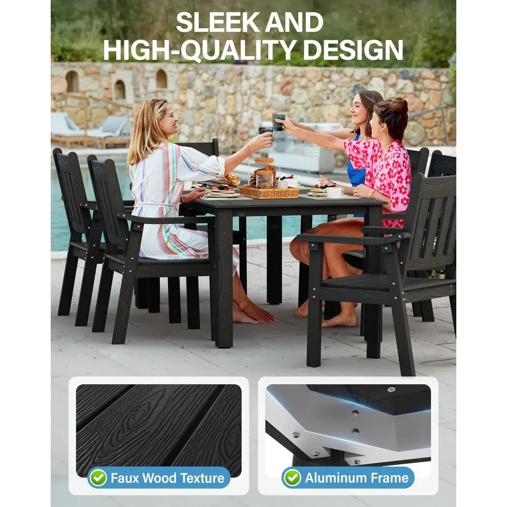 Patio Table Set 7 Piece Outdoor Dining Chairs Umbrella Hole