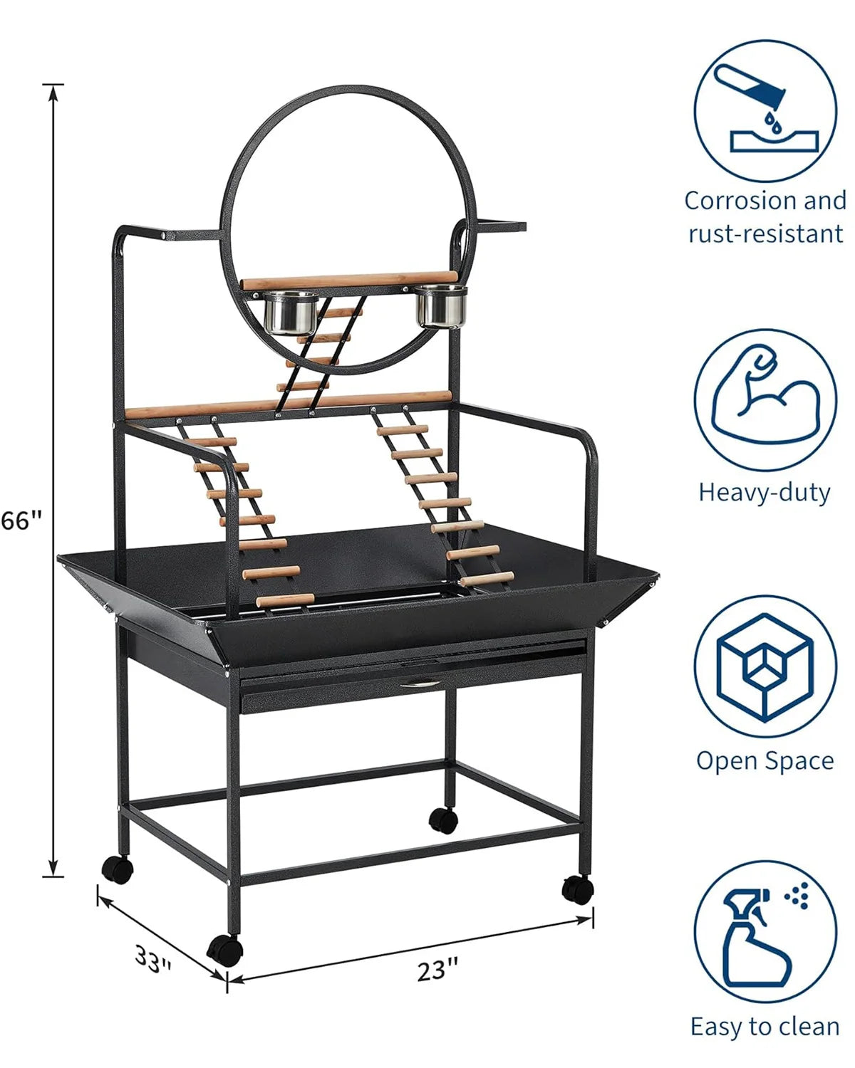 HiMISSCN Bird Play Stand With Lockable Wheels Activity Center